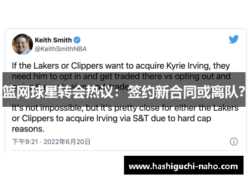 篮网球星转会热议：签约新合同或离队？